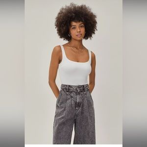 NWT Nasty Gal Square Neck Bodysuit White